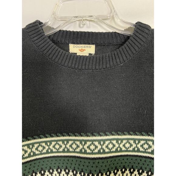 Men’s Fair Isle Nordic Cotton Pullover Sweater Holiday Bears Docker’s Sz XL - Picture 7 of 12